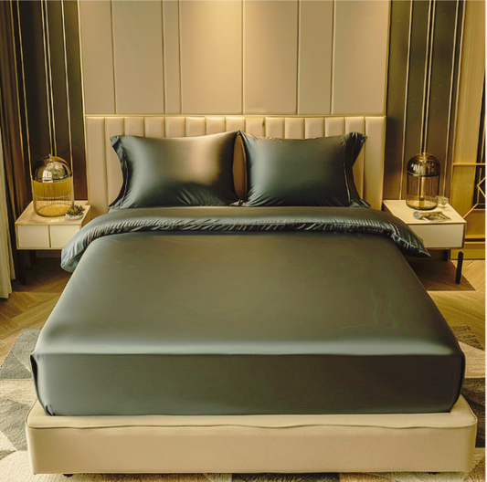 Maroon Premium Satin Elastic Fitted Sheets with 2 Pillow Covers